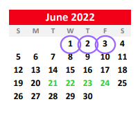 District School Academic Calendar for Hughes Springs Elementary for June 2022