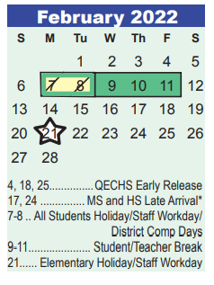 District School Academic Calendar for Oaks Elementary for February 2022