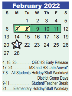 District School Academic Calendar for Bear Branch Elementary for February 2022