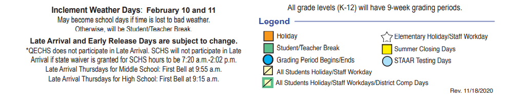 District School Academic Calendar Key for Creekwood Middle