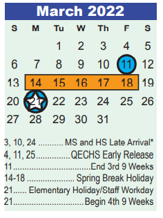 District School Academic Calendar for Deerwood Elementary for March 2022