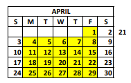 District School Academic Calendar for West Mastin Lake Elementary School for April 2022