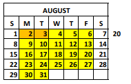 District School Academic Calendar for Chapman Middle School for August 2021