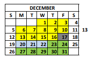 District School Academic Calendar for Community Intensive Treatment Youth for December 2021