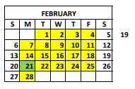 District School Academic Calendar for Mental Health Center for February 2022