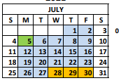 District School Academic Calendar for Providence School for July 2021