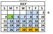 District School Academic Calendar for Lee High School for July 2021