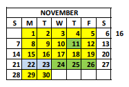 District School Academic Calendar for Whitesburg Elementary School for November 2021