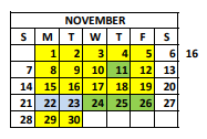 District School Academic Calendar for Chapman Elementary School for November 2021