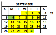 District School Academic Calendar for The Seldon Center for September 2021