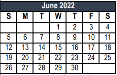 District School Academic Calendar for Trinity H S for June 2022