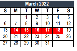 District School Academic Calendar for Harwood J H for March 2022