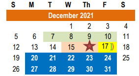 District School Academic Calendar for Williamson County Academy for December 2021