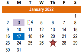 District School Academic Calendar for Lott Detention Center for January 2022