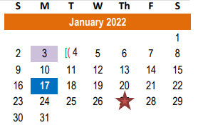 District School Academic Calendar for Hutto Elementary School for January 2022