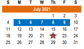 District School Academic Calendar for Hutto High School for July 2021