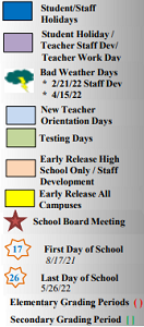 District School Academic Calendar Legend for Hutto Elementary School