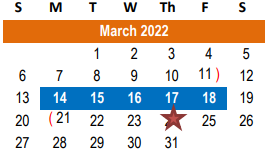 District School Academic Calendar for Lott Detention Center for March 2022