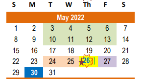 District School Academic Calendar for Cottonwood Creek Elementary for May 2022