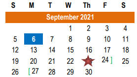 District School Academic Calendar for Williamson County Academy for September 2021