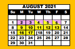 District School Academic Calendar for Idalou Elementary for August 2021