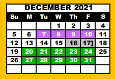 District School Academic Calendar for Idalou Middle for December 2021