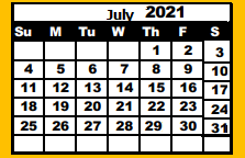 District School Academic Calendar for Idalou Daep for July 2021