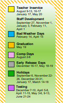 District School Academic Calendar Legend for Idalou Elementary