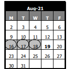 District School Academic Calendar for Thayer J Hill Middle School for August 2021