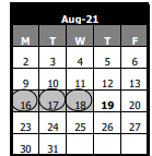 District School Academic Calendar for Prairie Children Preschool for August 2021