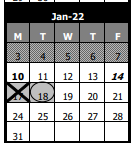 District School Academic Calendar for Oliver Julian Kendall Elem School for January 2022