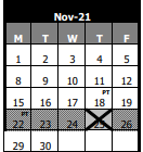 District School Academic Calendar for Oliver Julian Kendall Elem School for November 2021