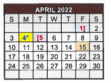 District School Academic Calendar for Industrial J H for April 2022