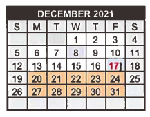 District School Academic Calendar for Industrial J H for December 2021
