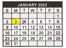 District School Academic Calendar for Industrial J H for January 2022