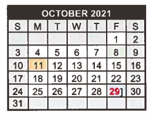 District School Academic Calendar for Industrial J H for October 2021