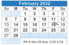 District School Academic Calendar for Leon Taylor Junior High for February 2022