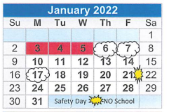 District School Academic Calendar for Leon Taylor Junior High for January 2022