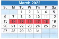 District School Academic Calendar for Ingleside Primary School for March 2022
