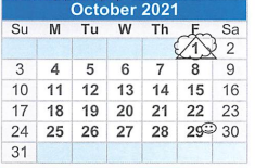 District School Academic Calendar for Leon Taylor Junior High for October 2021