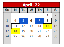 District School Academic Calendar for Ingram-tom Moore H S for April 2022