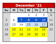 District School Academic Calendar for Ingram Middle for December 2021