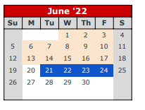 District School Academic Calendar for Ingram Middle for June 2022