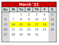 District School Academic Calendar for Ingram Middle for March 2022