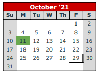 District School Academic Calendar for Ingram-tom Moore H S for October 2021