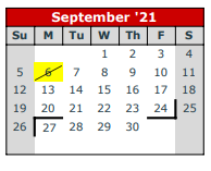 District School Academic Calendar for Ingram-tom Moore H S for September 2021