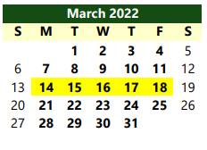 District School Academic Calendar for Bradford Elementary for March 2022