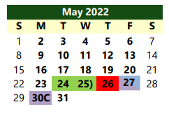 District School Academic Calendar for W F George Middle for May 2022