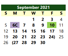 District School Academic Calendar for Iowa Park High School for September 2021