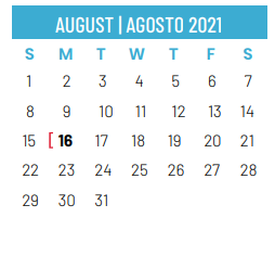 District School Academic Calendar for Crockett Middle for August 2021